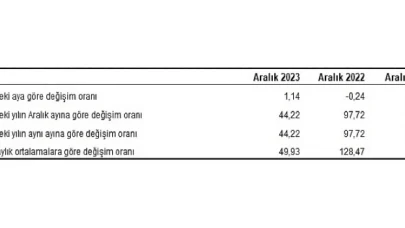 Yurt İçi Üretici Fiyat Endeksi (Yİ-ÜFE) yıllık yüzde 44,22, aylık yüzde 1,14 arttı