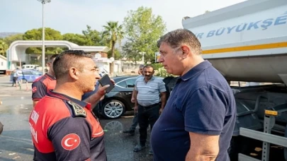 Başkan Tugay yangının etkilediği bölgelerde incelemelerde bulundu