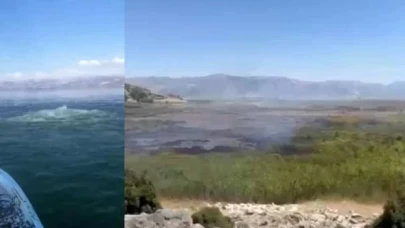 Eğirdir Gölü'nde 'metan gazı' yangını