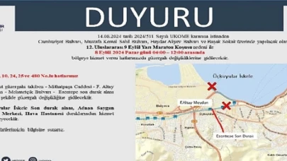 8 Eylül Pazar sabahı ulaşıma maraton düzenlemesi