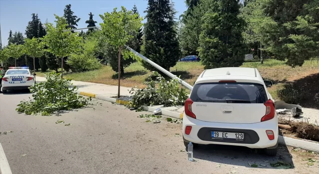 Çorum’da ağaçlara ve aydınlatma direğine çarpan araçtaki iki kişi yaralandı