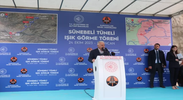 Binali Yıldırım, Erzincan’daki Sünebeli Tüneli Işık Görme Töreni’nde konuştu: