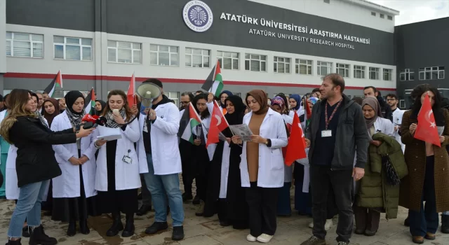 Erzurum’da sağlıkçılar İsrail’in Gazze’ye yönelik saldırılarını kınadı