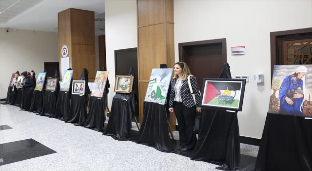 Hatay’da üniversite öğrencilerinden ”Filistin” konulu keçe ve resim sergisi