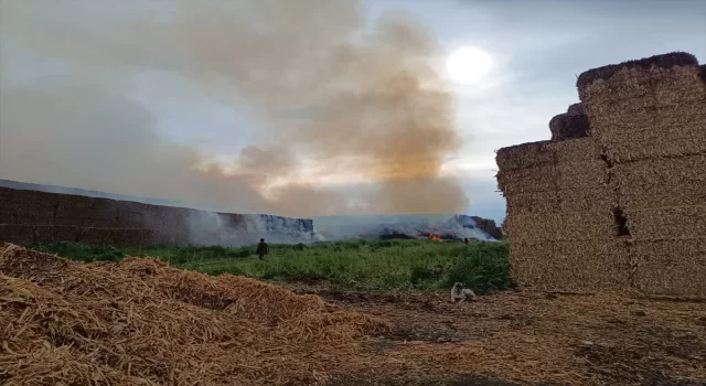 Adana’daki saman balyası yangını söndürülmeye çalışılıyor