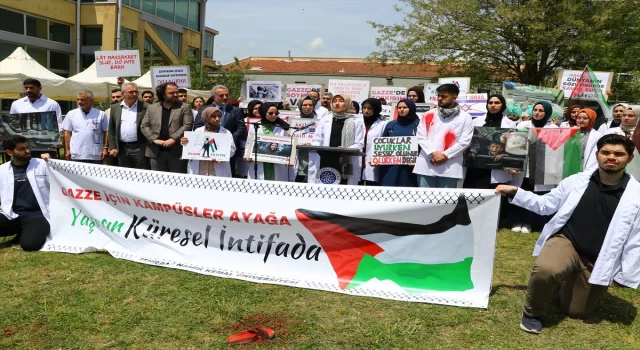 Tekirdağ’da tıp öğrencileri ve doktorlar İsrail’in Gazze’ye saldırılarını protesto etti