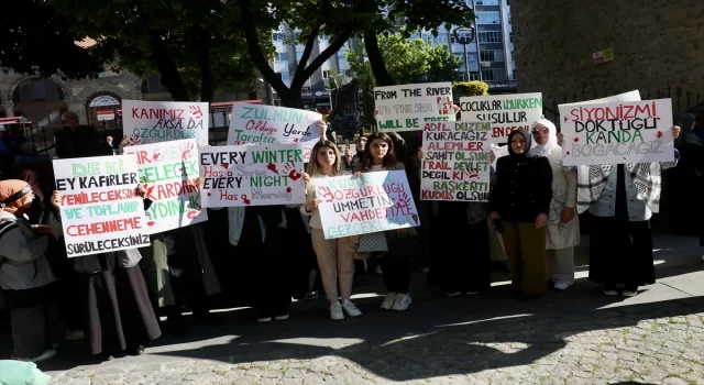 Trabzon’da Filistin’e destek için yürüyüş ve oturma eylemi yapıldı