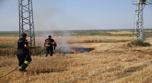 Edirne’de anız alanında başlayıp meyve bahçesine sıçraya yangın söndürüldü