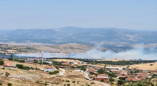 Balıkesir’de tarım arazisinde çıkan yangına müdahale ediliyor