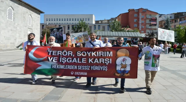 Erzurum’da sağlık çalışanları, Gazze için ”sessiz yürüyüş” yaptı