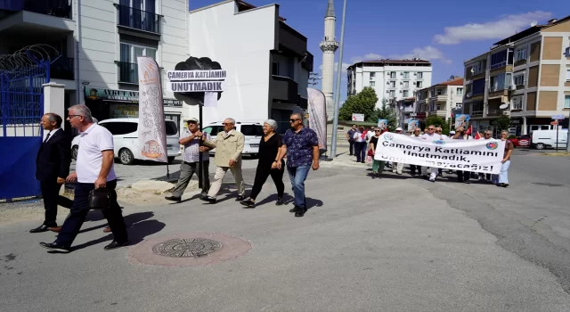 Çamerya katliamının 80. yılında Yunanistan’ın Edirne Konsolosluğu önüne siyah çelenk