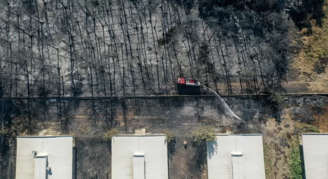 Bursa’da yangından zarar gören kampüsteki ormanlık alan dronla görüntülendi