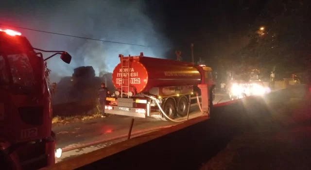 Konya’da 10 ton balya saman yandı