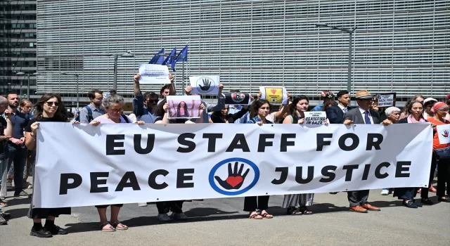 AB çalışanları Brüksel’de AB’nin Gazze politikasını protesto etti