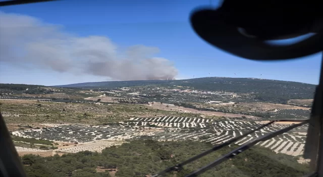 Manisa’nın Soma ilçesinde çıkan orman yangınına müdahale ediliyor