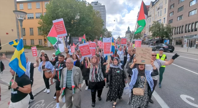 ABD’nin Stockholm Büyükelçiliği önünde Filistin’e destek gösterisi düzenlendi