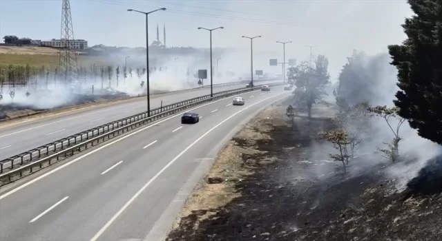 Silivri’de otluk alanda çıkan yangına itfaiye müdahale ediyor