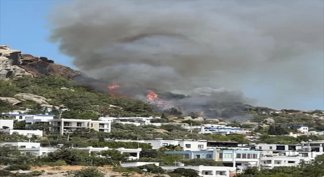 Bodrum’da makilik ve otluk alanda çıkan yangına müdahale ediliyor