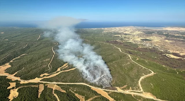 Çanakkale’nin Eceabat ilçesindeki orman yangınına müdahale ediliyor