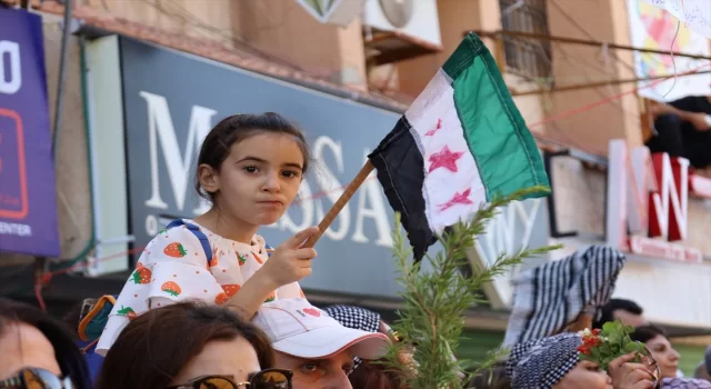 Suriye’nin Suveyda ilinde rejim karşıtı protestoların ilk yıl dönümünde halk gösteri düzenledi