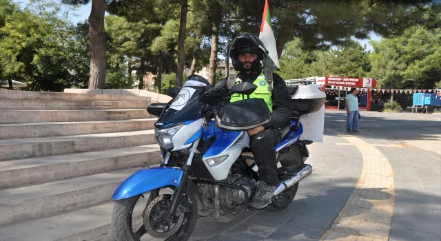 Filistin halkına destek için motosikletiyle gezen Cincik, Mardin’e ulaştı