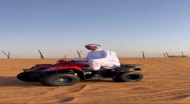 ”Dünyanın en uzun adamı” Sultan, Dubai’de ATV ile çöl safarisi yaptı