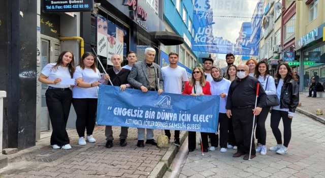 Samsun’da beyaz baston kullanan yayalara sürücülerin duyarlılığı test edildi