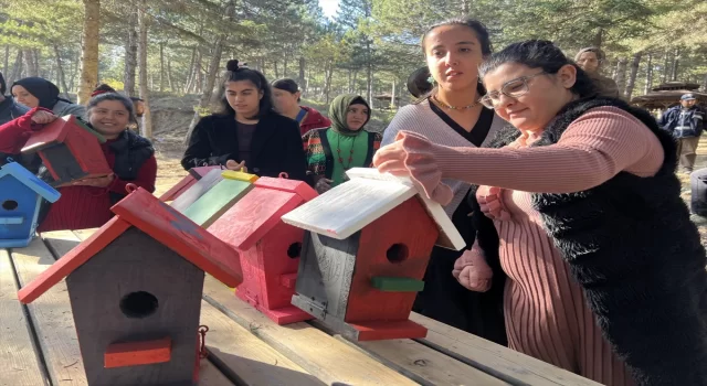 Çorum’da engelli öğrencilerin boyadığı kuş evleri tabiat parkına yerleştirildi