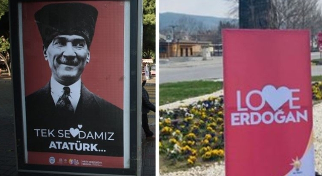 "Love Erdoğan" gitti, "Tek Sevdamız Atatürk" geldi