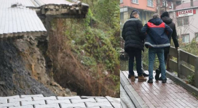 Zonguldak'ta hastaneye giden yol, heyelan nedeniyle çöktü