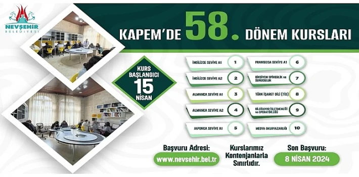 KAPEM’de 58. Dönem Kursları İçin Kayıtlar Başladı