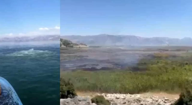 Eğirdir Gölü'nde 'metan gazı' yangını