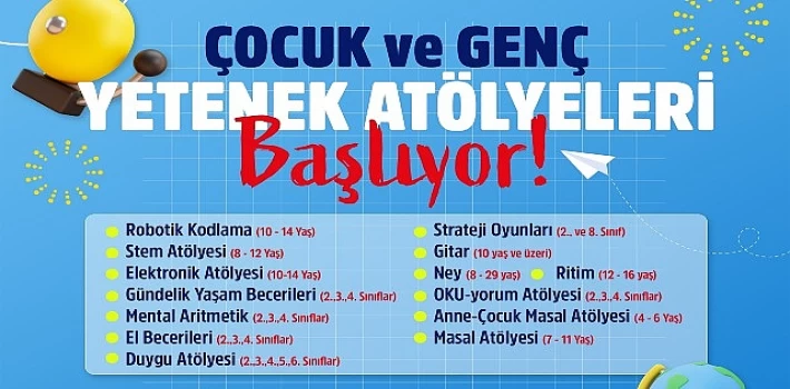 Çocuk ve Genç Yetenek Atölyeleri başlıyor