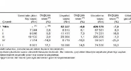 Yurt içinde ikamet eden 8 milyon 601 bin kişi seyahate çıktı