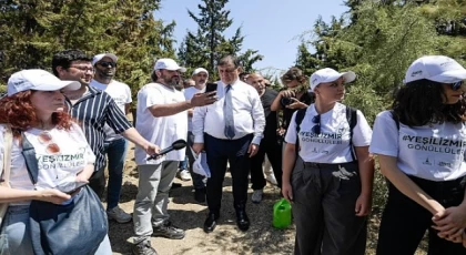 Başkan Tugay’dan yanan alanlarda saha mesaisi “Yangından zarar gören alanlarımızı Yeşil İzmir Gönüllülerimizle geri kazanacağız”