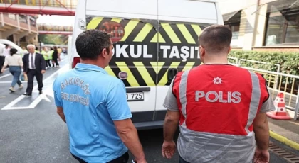 Bakırköy zabıta ve polisinden okul servisi denetimi