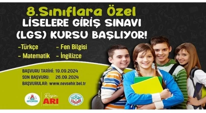 Nevşehir Belediyesi LGS’ye hazırlanan öğrenciler için ücretsiz hazırlık kursu düzenliyor