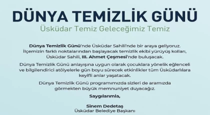 Üsküdar’da “Dünya Temizlik Günü” etkinlikleri düzenlenecek