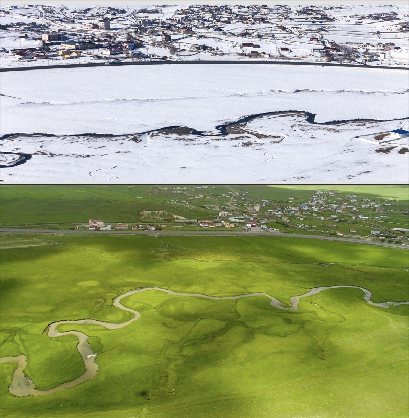 Kars-Ardahan sınırındaki menderesler her mevsim farklı güzelliğe bürünüyor