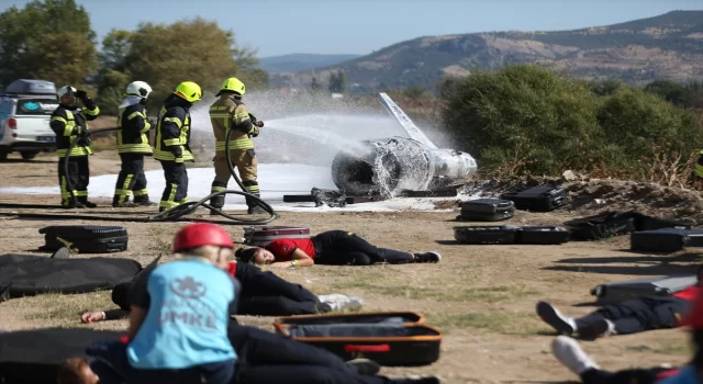 Çanakkale’de uçak kazası senaryosuyla geniş katılımlı tatbikat yapıldı