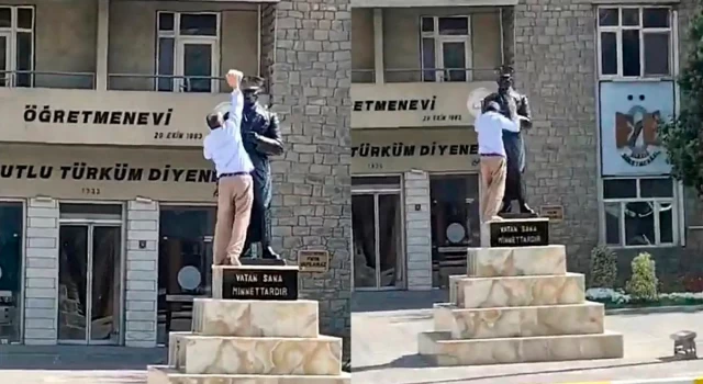 Atatürk heykeline taşla saldırmıştı: Adliyeye sevk edildi